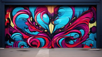 abstract street art grafitti background, heart painting on door or wall background, Genertive Ai