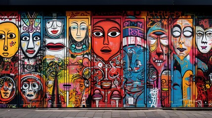 Fototapeta premium abstract street art grafitti background, Alien face design, Genertive Ai