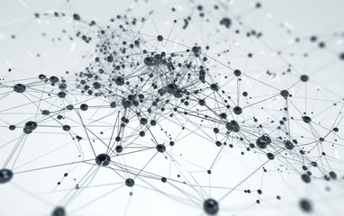 AI generated illustration of abstract digital overlapping network circles on a white backdrop