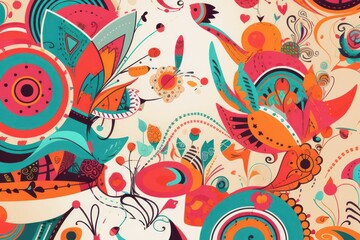 AI generated illustration of a vibrant colorful wallpaper with an abstract design