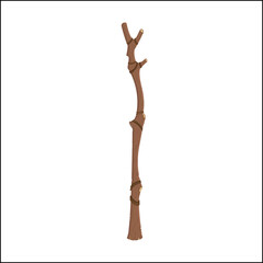 wooden staff, magic hook, staff, shepherd's crook tied with rope vector