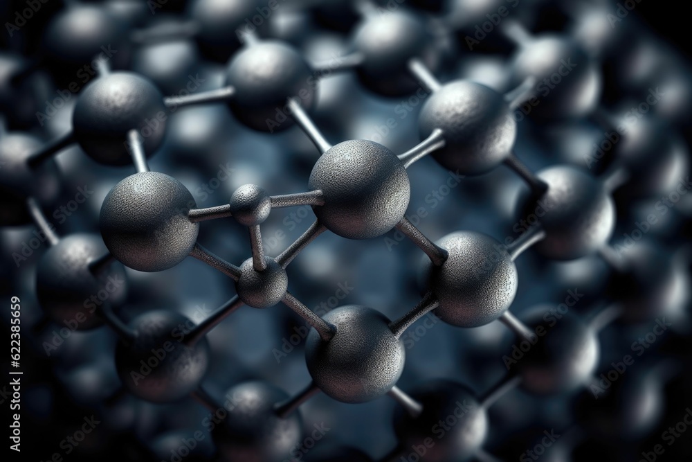 Poster ai generated illustration of an abstract structure of a ball and sticks on a dark background