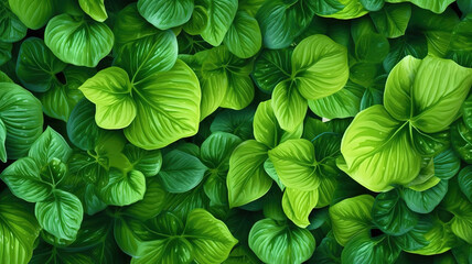 Green floral background with leaves. Generative ai - obrazy, fototapety, plakaty