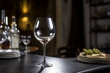 AI-generated illustration of an empty wine glass on the table.