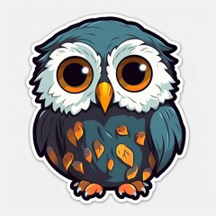 AI generated illustration of a cute, cartoon-style owl with large, round eyes