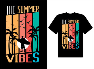 The summer vibes t-shirts Design retro vintage summer illustration and vector