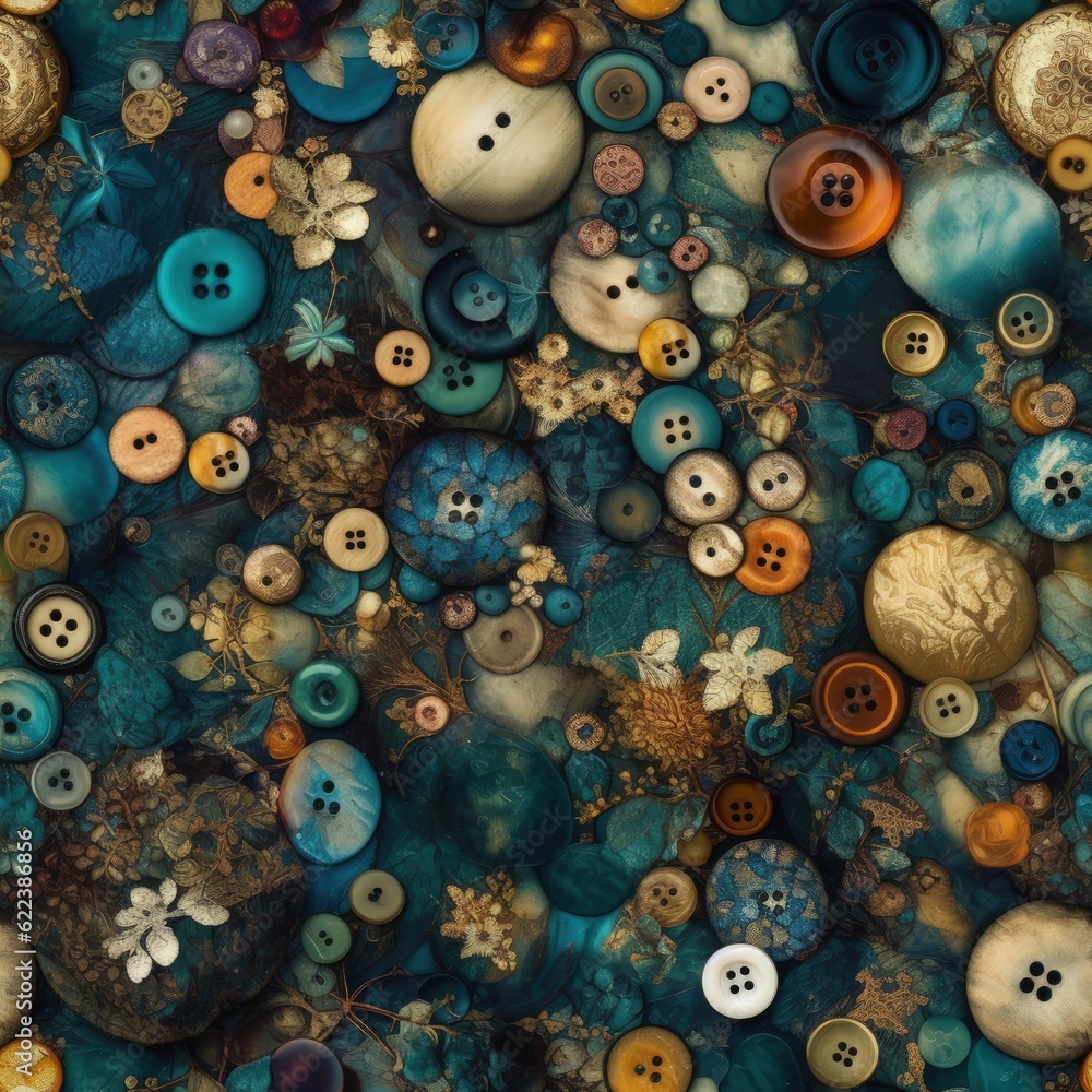 Poster ai generated illustration of a vibrant and display of various buttons arranged in a neat line