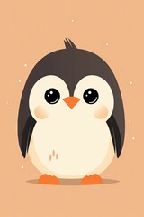 Fototapeta premium AI generated illustration of a black and white penguin with an orange and black beak