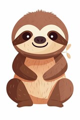 Fototapeta premium cute cartoon sloths character holding hands with one hand, and smiling