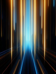 Glowing Gold and Blue Abstract Neon Background
