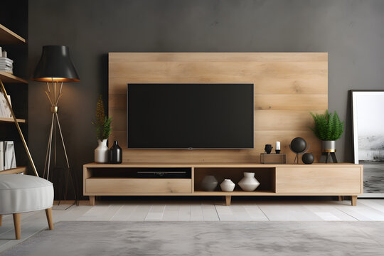 AI generated illustration of a spacious living room with a modern with a minimalistic style