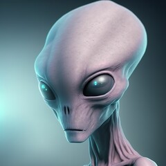 AI generated illustration of a humanoid alien with thin shiny skin