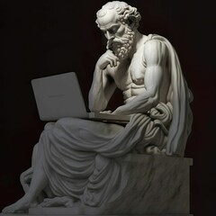 AI generated illustration of the statue of Socrates, the Classical Greek philosopher