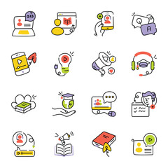 Set of Webinar Services Sketchy Icons 

