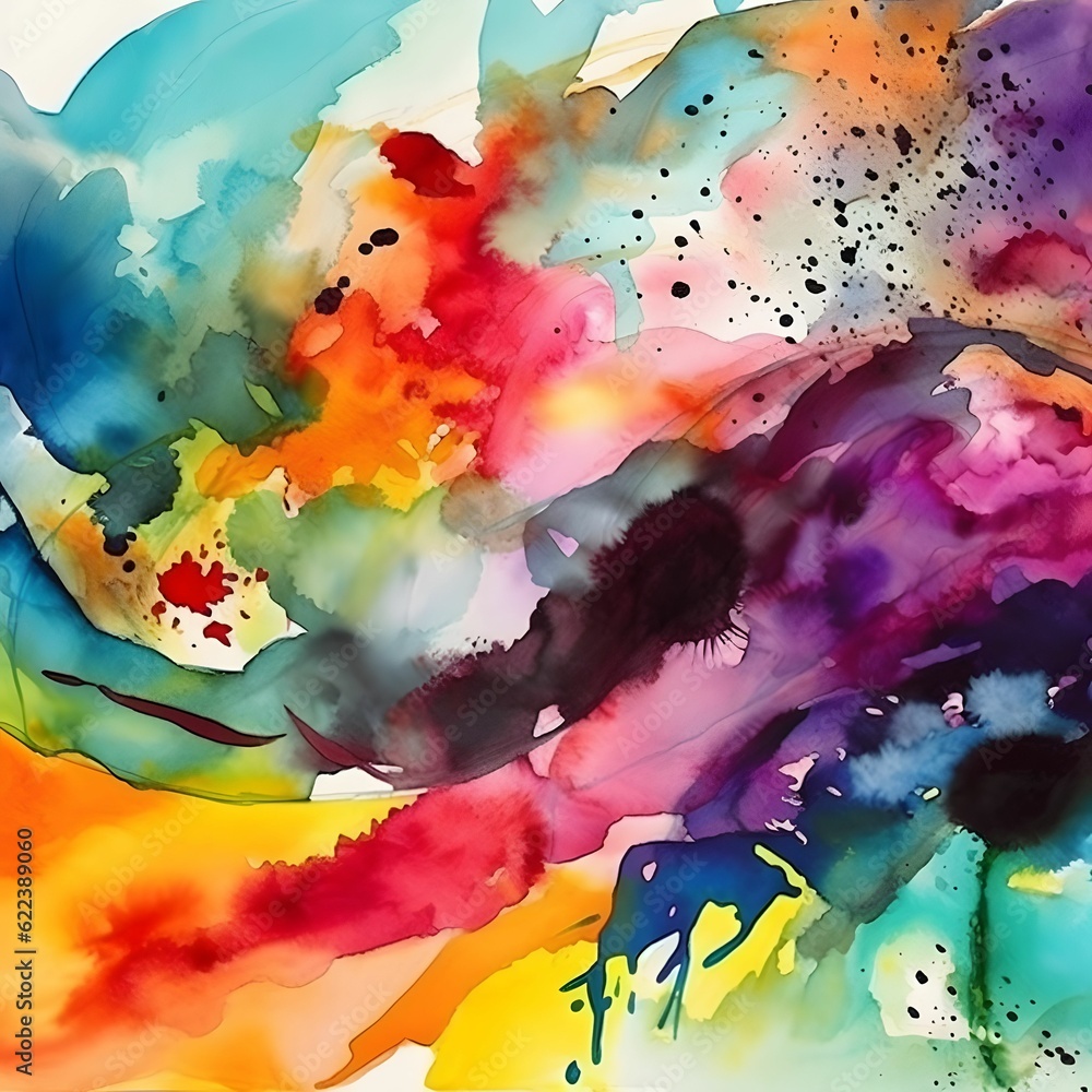 Poster ai generated illustration of a vibrant abstract pattern of colors on a white canvas