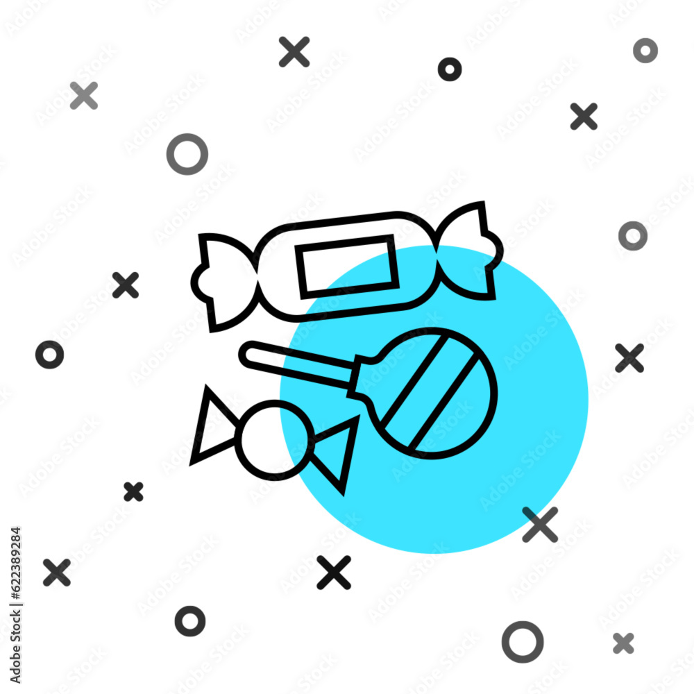 Poster black line candy icon isolated on white background. random dynamic shapes. vector