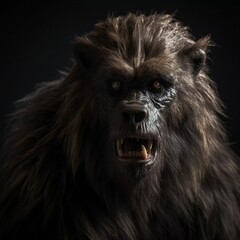 AI generated illustration of a brown furry, werewolf creature