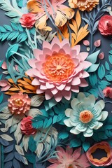 AI-generated illustration of a vibrant and colorful paper flower arrangement.