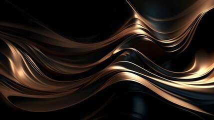 AI generated illustration of abstract art with a combination of brown metallic waves