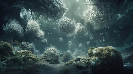 Fototapeta na wymiar AI generated illustration of an expansive aquarium filled with coral and algae