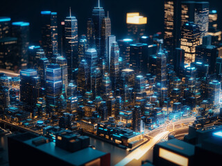 most beautiful modern city with beautiful blue lights