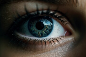 Fototapeta premium AI-generated illustration of a closeup shot of a human blue eye.