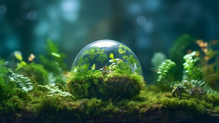 Miniature planet earth with nature background