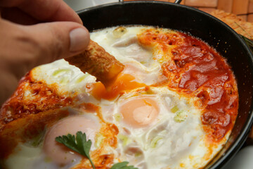 Italian shakshuka - Poached eggs in tomato sauce - a healthy one-pan meal