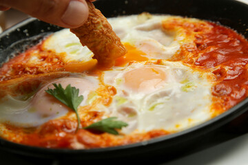 Italian shakshuka - Poached eggs in tomato sauce - a healthy one-pan meal