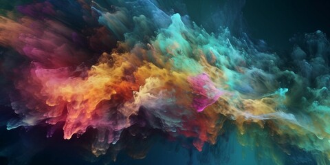 Fototapeta na wymiar AI generated illustration of vibrant colorful smoke swirling