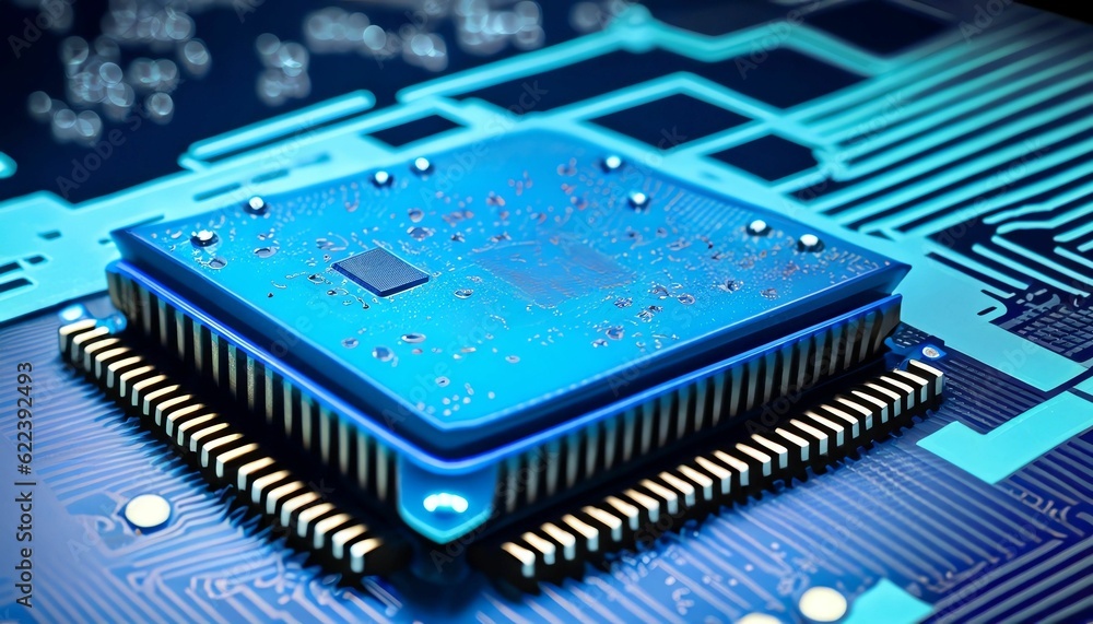 Aufkleber ai generated circuit board with two micro conductors affixed to its surface