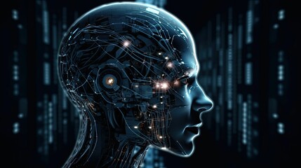 AI generated illustration of An artificial person in a surreal futuristic scene