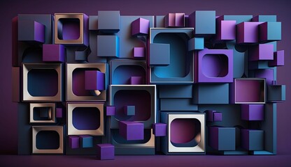 AI generated illustration of a room with a variety of brightly colored blocks and cubes