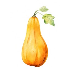Fresh Organic Butternut Squash Vegetable Background, Square Watercolor Illustration. Healthy Vegetarian Diet. Ai Generated Soft Colored Watercolor Illustration with Juicy Butternut Squash Vegetable.