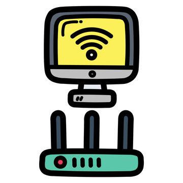 computer monitor wifi signal router clip art preview