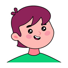 Obraz premium Happy smiling man portrait. Baby face. User avatar. Vector flat cartoon style illustration isolated, on white background