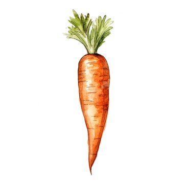 Fresh Organic Carrot Vegetable Background, Square Watercolor Illustration. Healthy Vegetarian Diet. Ai Generated Soft Colored Watercolor Illustration with Delicious Juicy Carrot Vegetable.