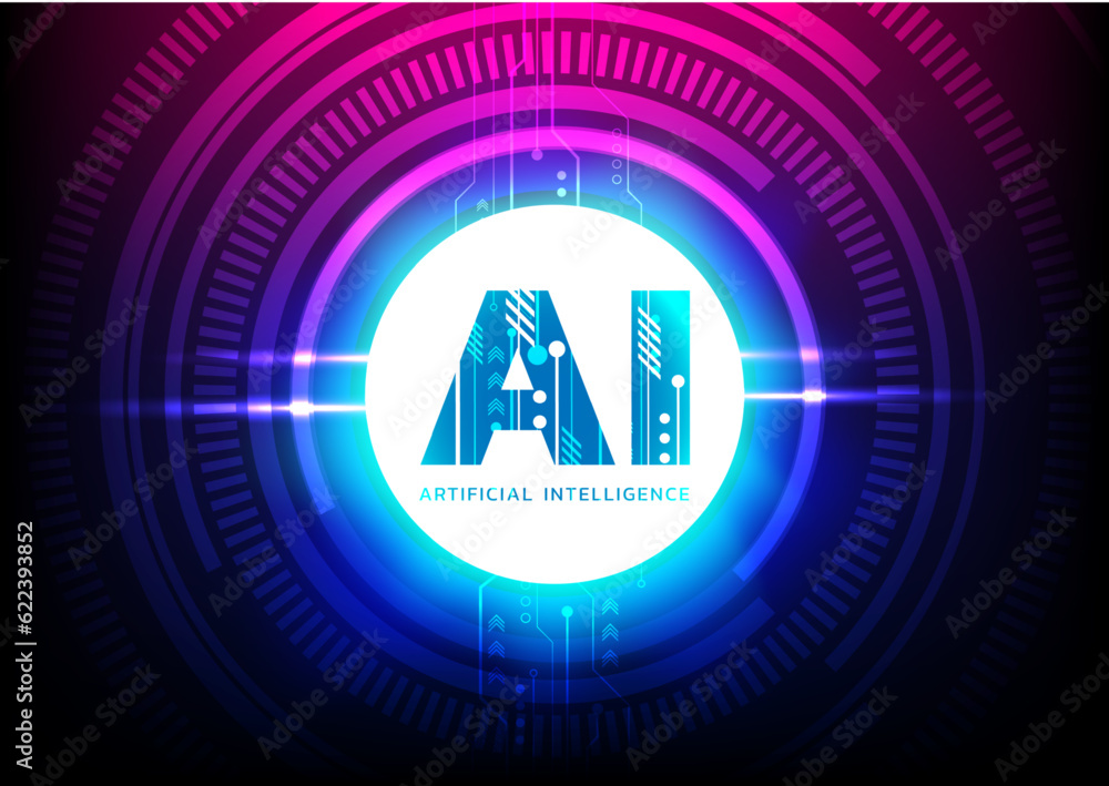 Aufkleber ai artificial intelligence cover, poster, presentation, banner. tech circle technology futuristic mo