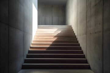 Fototapeta na wymiar AI generated illustration of stairs illuminated by natural light