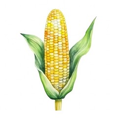 Fresh Organic Corn Vegetable Background, Square Watercolor Illustration. Healthy Vegetarian Diet. Ai Generated Soft Colored Watercolor Illustration with Delicious Juicy Corn Vegetable.