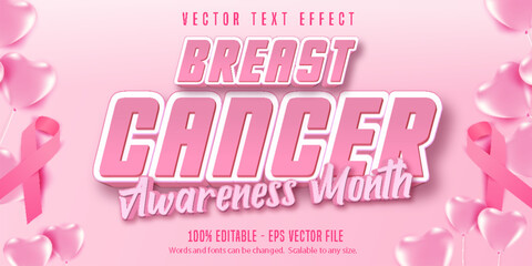 Editable text effect, breast cancer awareness month text style