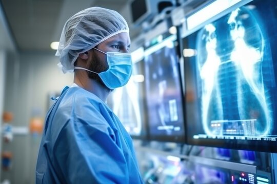 doctor in a modern high-tech clinic, ai tools generated image