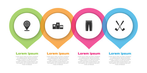Set Location golf sport club, Award over sports winner podium, Golf pants and Crossed. Business infographic template. Vector