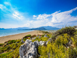 ein sehr schöner Strand; der Strand von Iztuzu in Dalyan Panorama