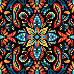 Ethnic floral pattern traditional folk old ancient antique tribal ethnic. Ornate elegant luxury background symmetrical.