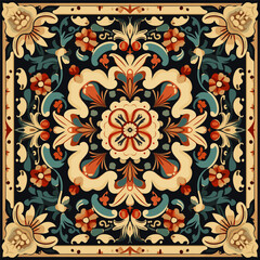 Ethnic floral pattern traditional folk old ancient antique tribal ethnic. Ornate elegant luxury background symmetrical.