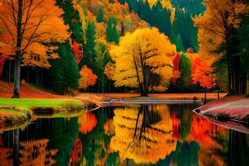 Obraz premium autumn in the park generated ai