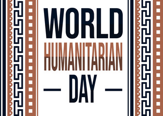 World Humanitarian Day text. dark blue and brown Typography on white background