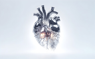 silver 3d human heart