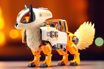 cute and fluffy robo-fox, futuristic funny toy concept, ai tools generated image